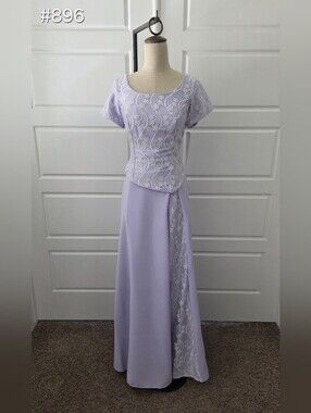 Purple 2-Piece Short Sleeved A-Line Formal Dress with Embroidered Bodice